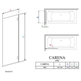 Шторка на ванну Radaway Carena PNJ 70 R прозрачное стекло